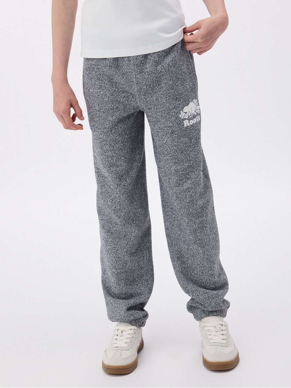 Roots Kids Grey Marled Sweat Joggers with White Logo